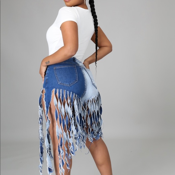 Fringe stretch fun shorts. This item is brand new. - Picture 5 of 6